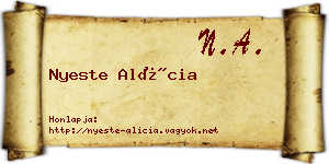 Nyeste Alícia névjegykártya